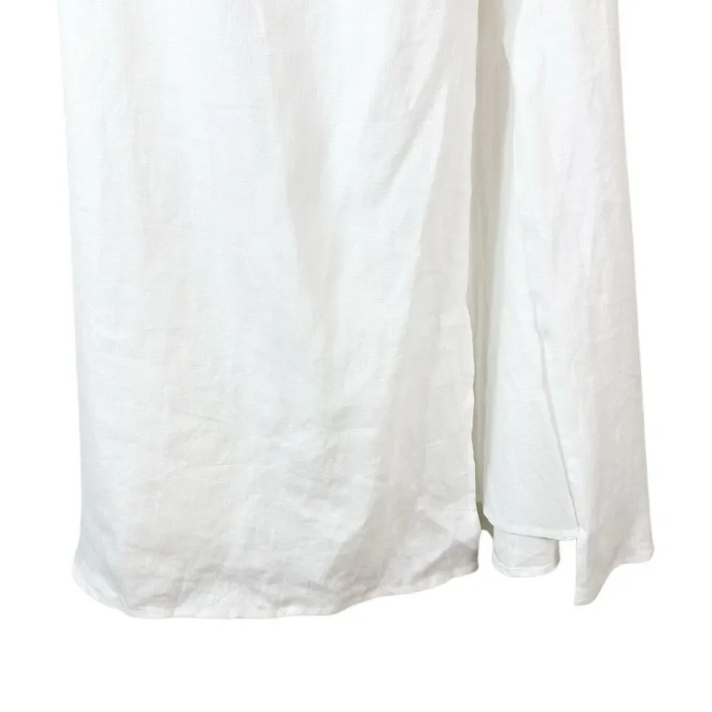 REFORMATION Elara Linen Fit & Flare Midi Dress Size 2 Sleeveless Ivory White